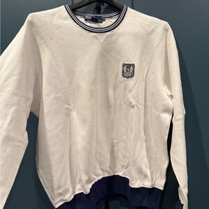 Ralph Lauren Cream and Navy Crewneck Sweater